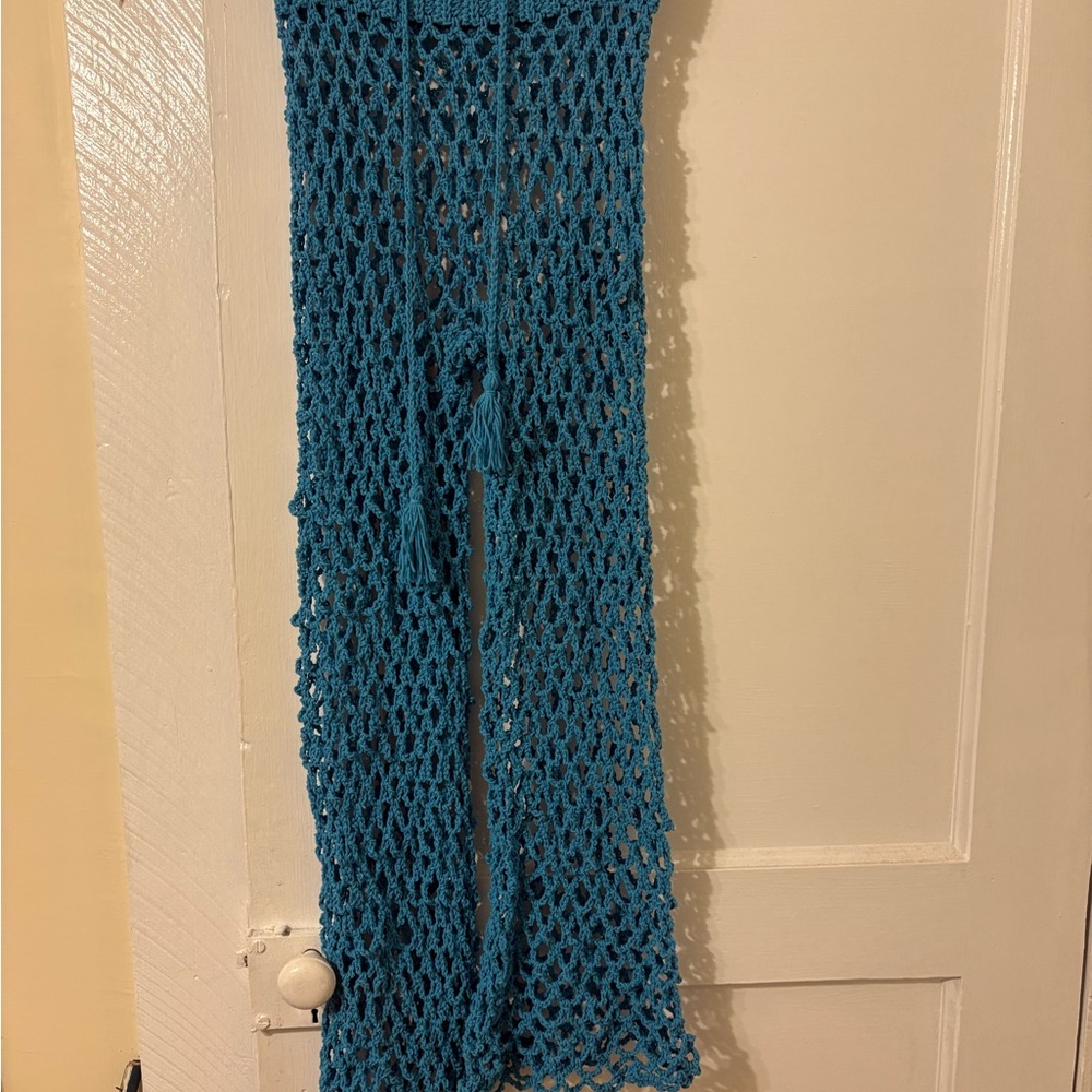 Blue Crochet Swimsuit Coverup Pants